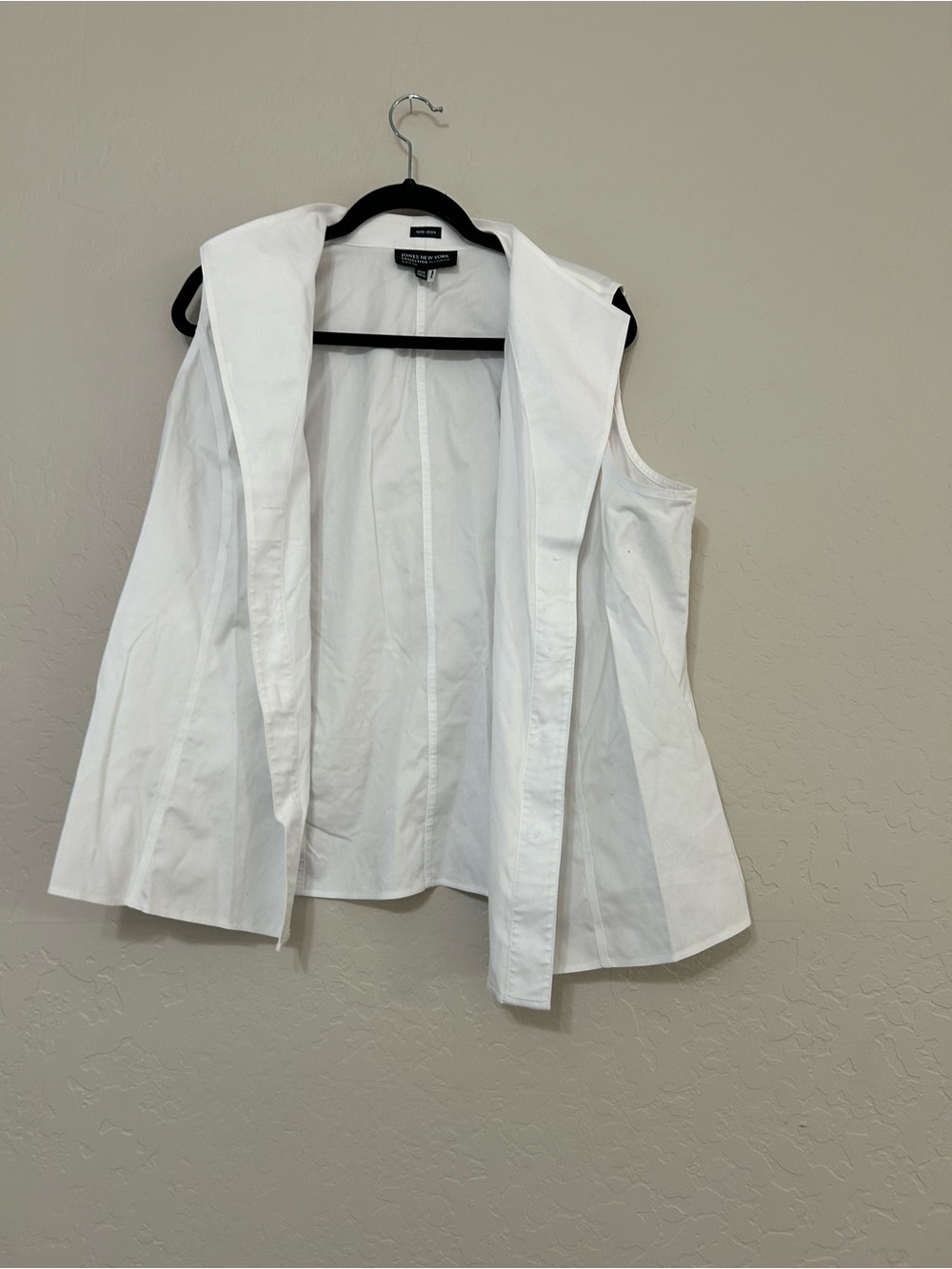 Jones New York White Sleeveless Hooded Poplin Top